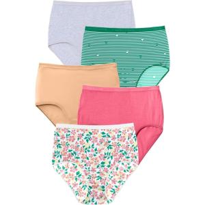 Comfort Choice Plus Size Cotton Brief 5-Pack(Tropical Emerald Pack)