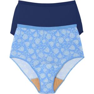 Comfort Choice Plus Size Cotton Incontinence Brief 2-Pack – 7, Floral Swirl Pack(Stamped Floral Pack)