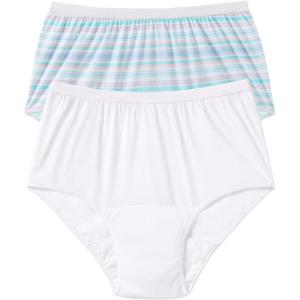 Comfort Choice Plus Size Cotton Incontinence Brief 2-Pack – 7, Floral Swirl Pack(Stripe Pack)
