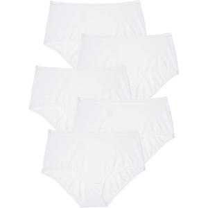 Comfort Choice Plus Size Full Coverage Stretch Cotton Brief 5-Pack(White Pack)