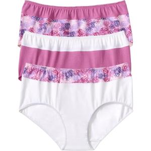 Comfort Choice Plus Size Full Coverage Stretch Cotton Color Block Brief 3-Pack(Pretty Orchid Assorted)