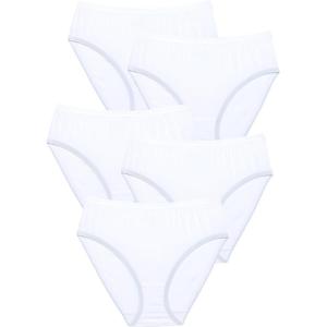 Comfort Choice Plus Size Hi-Cut Cotton Brief 5-Pack(White Pack)