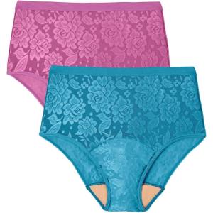 Comfort Choice Plus Size Lace Incontinence Brief 2-Pack(Midtone Pack)