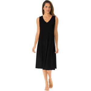 Comfort Choice Plus Size Lace-Trim Slip(Black)