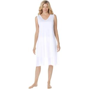 Comfort Choice Plus Size Lace-Trim Slip(White)