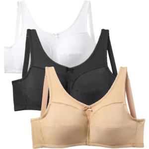 Comfort Choice Women’s Plus Size 3-Pack Cotton Wireless Bra(Basic Assorted)