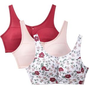 Comfort Choice Women’s Plus Size 3-Pack Cotton Wireless Bra(Shell Pink Assorted)