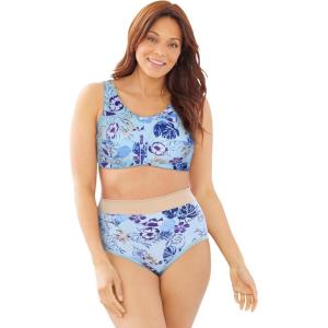 Comfort Choice Women’s Plus Size 3-Pack Cotton Wireless Bra(Tropical Pineapple Assorted)