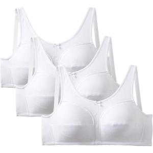 Comfort Choice Women’s Plus Size 3-Pack Cotton Wireless Bra(White Pack)