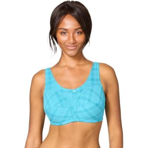 Comfort Choice Women’s Plus Size Cotton Back-Close Wireless Bra(Classic Red Floral)