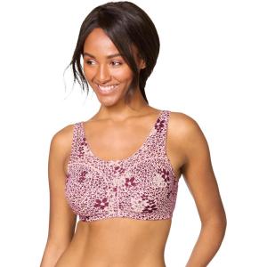 Comfort Choice Women’s Plus Size Cotton Back-Close Wireless Bra(Shell Pink Animal)