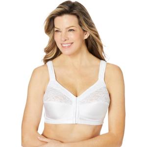Comfort Choice Women’s Plus Size Easy Enhancer Front Close Wireless Posture Bra(White)