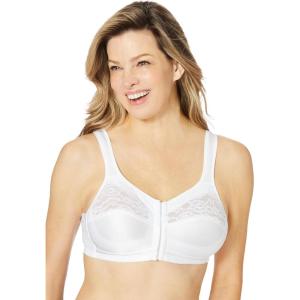 Comfort Choice Women’s Plus Size Easy Enhancer Front-Close Wireless Bra(White)