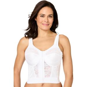 Comfort Choice Women’s Plus Size Easy Enhancer Wireless Longline Posture Bra(White)