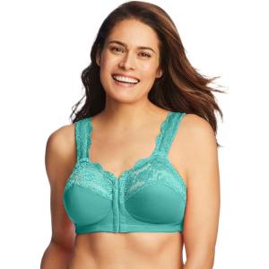 Comfort Choice Women’s Plus Size Front Close Wireless Gel Strap Bra(Aquatic Green)
