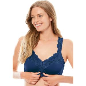 Comfort Choice Women’s Plus Size Front Close Wireless Gel Strap Bra(Evening Blue)
