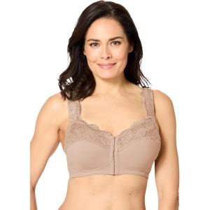 Comfort Choice Women’s Plus Size Front Close Wireless Gel Strap Bra(Nude)