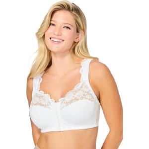 Comfort Choice Women’s Plus Size Front Close Wireless Gel Strap Bra(White)
