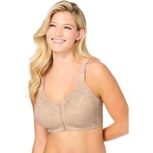 Comfort Choice Women’s Plus Size Front Close Wireless Posture Bra(Nude)