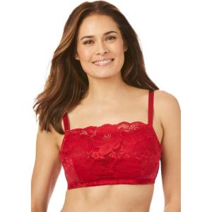 Comfort Choice Women’s Plus Size Lace Wireless Cami Bra(Classic Red)