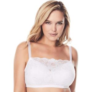 Comfort Choice Women’s Plus Size Lace Wireless Cami Bra(White)