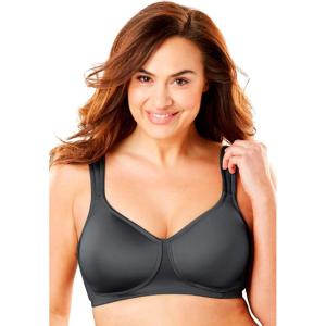 Comfort Choice Women’s Plus Size Microfiber Wireless Lightly Padded T-Shirt(Black)