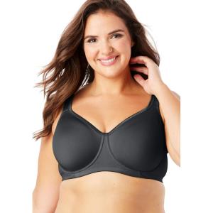 Comfort Choice Women’s Plus Size Underwire Microfiber T-Shirt Bra(Black)