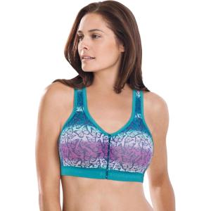 Comfort Choice Women’s Plus Size Wireless Front-Close Lounge Bra(Multi Ombre Butterfly)