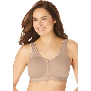 Comfort Choice Women’s Plus Size Wireless Front-Close Lounge Bra(Nude)