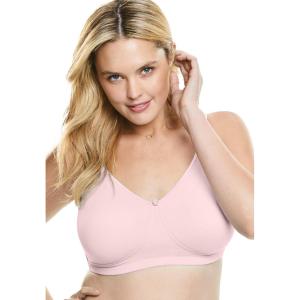 Comfort Choice Women’s Plus Size Wireless Microfiber T-Shirt Bra(Shell Pink)