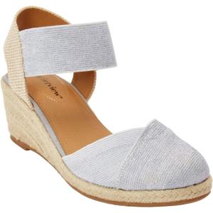 Comfortview Women’s Wide Width The Abra Espadrille(White Metallic)
