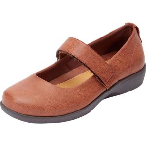 Comfortview Women’s Wide Width The Carla Mary Jane Flat(Brown)