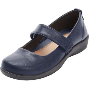 Comfortview Women’s Wide Width The Carla Mary Jane Flat(Navy)