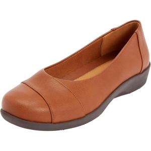 Comfortview Women’s Wide Width The Gab Flat(Cognac)