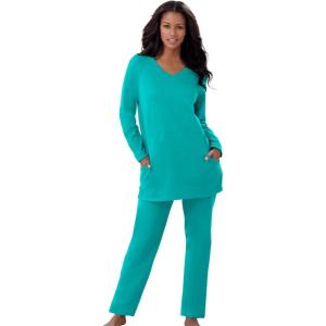 Dreams & Co. Plus Size 2-Piece Lounge Set(Aquamarine)