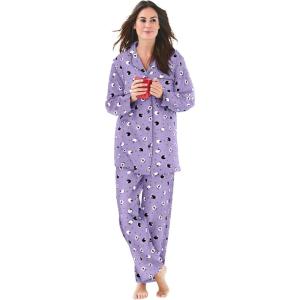 Dreams & Co. Plus Size Classic Flannel Pajama Set(Soft Iris Sheep)