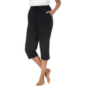 Dreams & Co. Plus Size Knit Sleep Capri(Black)