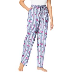 Dreams & Co. Plus Size Knit Sleep Pant(French Blue Floral Stripe)