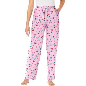 Dreams & Co. Plus Size Knit Sleep Pant(Pink Cherry)