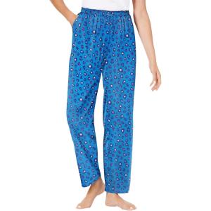 Dreams & Co. Plus Size Knit Sleep Pant(Pool Blue Animal)