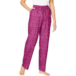 Dreams & Co. Plus Size Knit Sleep Pant(Raspberry Stars)