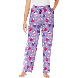 Dreams & Co. Plus Size Knit Sleep Pant(Soft Iris Cozy Drinks)