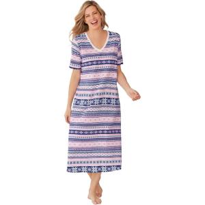 Dreams & Co. Plus Size Long Print Sleepshirt(Evening Blue Fair Isle)