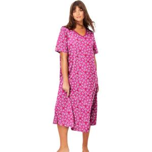 Dreams & Co. Plus Size Long Print Sleepshirt(Peony Xoxo)