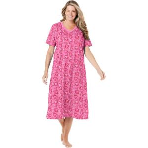 Dreams & Co. Plus Size Long Print Sleepshirt(Pink Hearts)