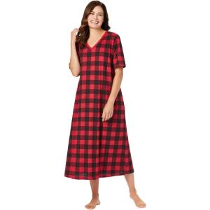 Dreams & Co. Plus Size Long Print Sleepshirt(Red Buffalo Plaid)