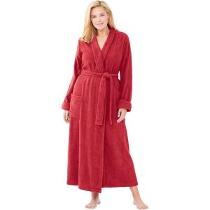 Dreams & Co. Plus Size Long Terry Robe(Classic Red)
