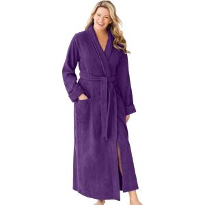 Dreams & Co. Plus Size Long Terry Robe(Rich Violet)