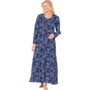 Dreams & Co. Plus Size Long-Sleeve Gown(Evening Blue Birds)