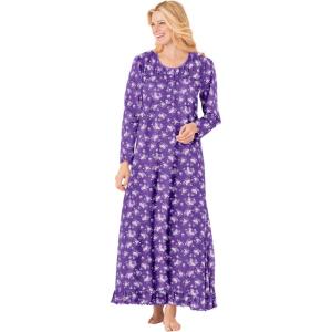 Dreams & Co. Plus Size Long-Sleeve Gown(Plum Burst Bouquet)